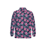 Hibiscus Pattern Print Design 05 Men's Long Sleeve Polo Shirt