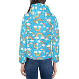 Rainbows Sky Clouds Pattern Women's Padded Hooded Jacket