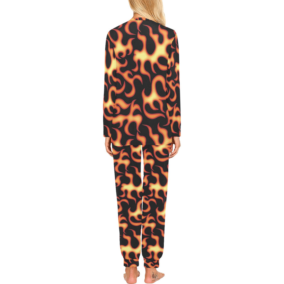 Fire flame dark pattern Women's All Over Print Pajama Set