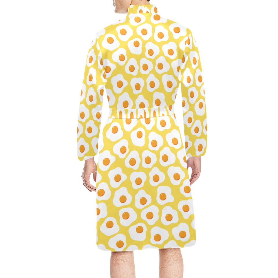 Fried Eggs Pattern Print Design 05 Men's Long Sleeve Belted Night Robe