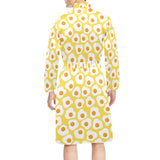 Fried Eggs Pattern Print Design 05 Men's Long Sleeve Belted Night Robe