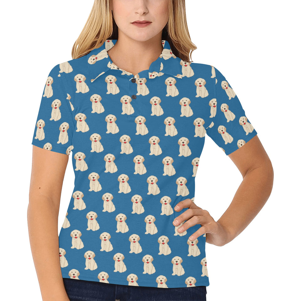 Golden Retriever Pattern Print Design 03 Women's All Over Print Polo Shirt