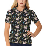 Hummingbird Pattern Print Design 03 Women's All Over Print Polo Shirt