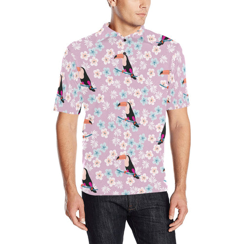 Beautiful toucan flower leaves Men's All Over Print Polo Shirt