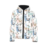 lama Alpaca cactus hand drawn pattern Kids' Boys' Girls' Padded Hooded Jacket