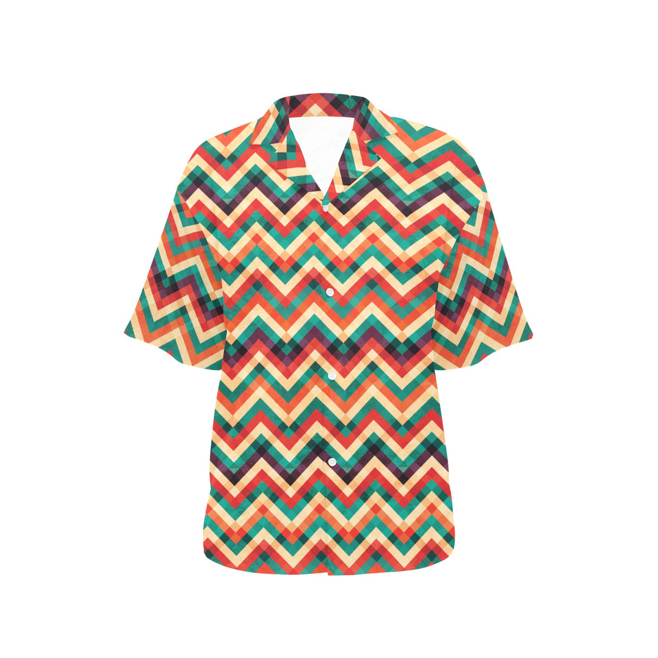 zigzag  chevron colorful pattern Women's All Over Print Hawaiian Shirt