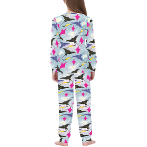 Stingray Pattern Print Design 01 Kids' Boys' Girls' All Over Print Pajama Set