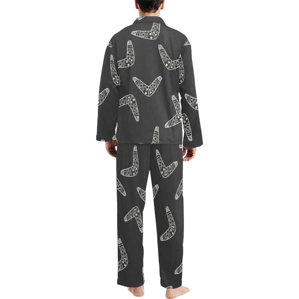 Hand drawn boomerang Australian aboriginal ornamen Men's Long Pajama Set