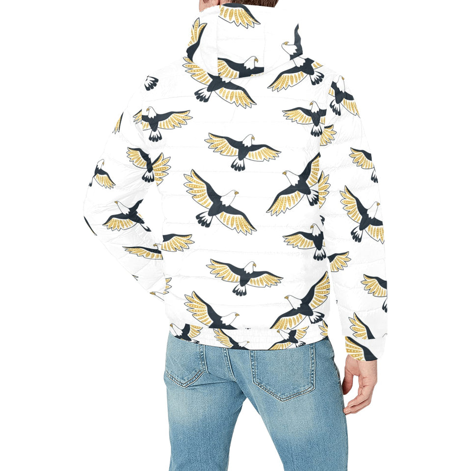 Eagle Pattern Print Design 03 Men's Padded Hooded Jacket