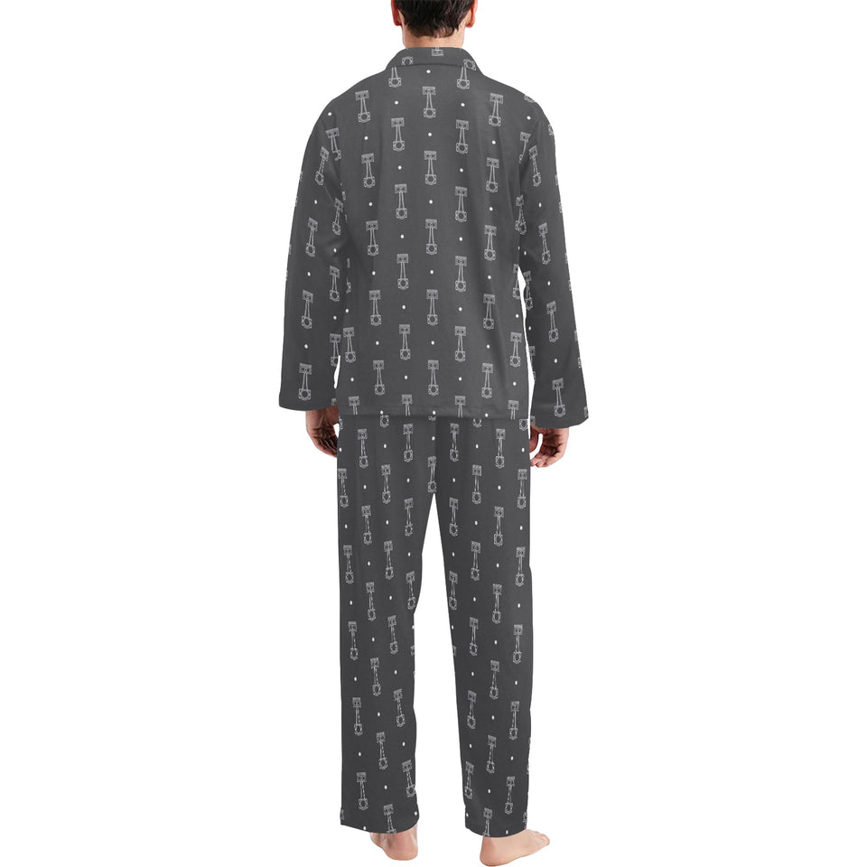 Engine Piston Black Background Pattern Design 02 Men's Long Pajama Set