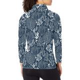 Coral Reef Pattern Print Design 05 Women's Long Sleeve Polo Shirt