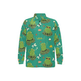 Cute frog dragonfly design pattern Men's Long Sleeve Polo Shirt