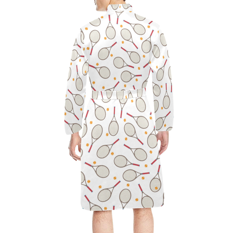Tennis Pattern Print Design 04 Men's Long Sleeve Belted Night Robe