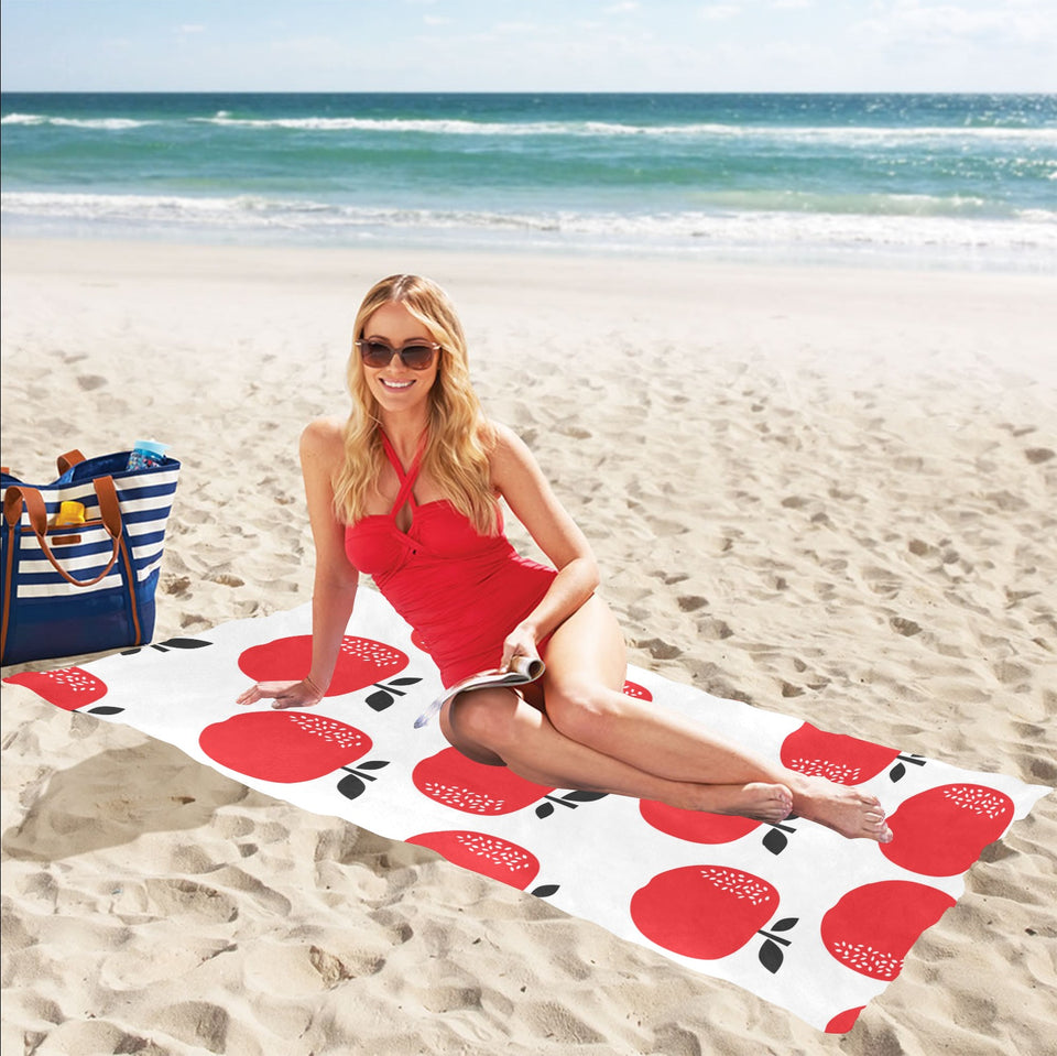 red apples white background Beach Towel