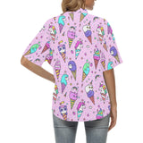 Cute ice cream cone animal pattern Women's All Over Print Hawaiian Shirt