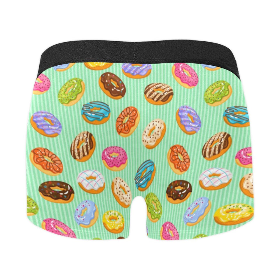 Colorful donut pattern green background Men's All Over Print Boxer Briefs Men's Underwear