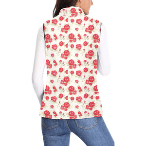 Rose Pattern Print Design 01 Women's Padded Vest