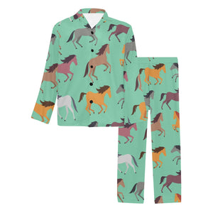 Colorful horses pattern Men's Long Pajama Set