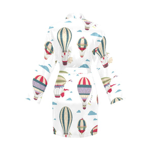 Hot air balloon pattern Women's Long Sleeve Belted Night Robe