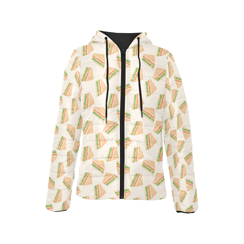 Sandwich Pattern Print Design 01 Women's Padded Hooded Jacket