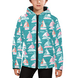 Cute sailboat pattern Kids' Boys' Girls' Padded Hooded Jacket