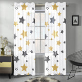 hand drawn gold black star pattern Gauze Curtain