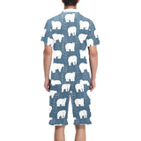 polar bear mother her child pattern Men's V-Neck Short Pajama Set