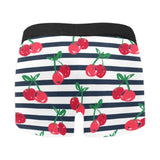 Hand drawn cherry pattern striped background Men's All Over Print Boxer Briefs Men's Underwear