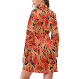Fire flame pattern Women's Long Sleeve Belted Night Robe