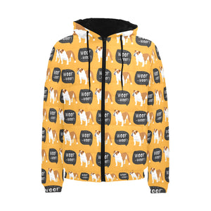 English Bulldog Pattern Print Design 04 Men's Padded Hooded Jacket