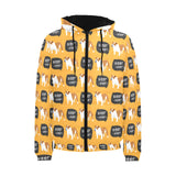 English Bulldog Pattern Print Design 04 Men's Padded Hooded Jacket