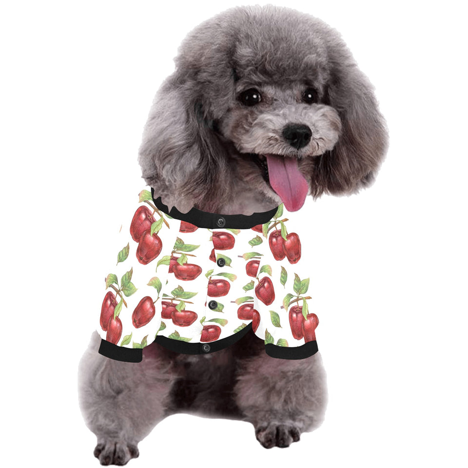 Red apples pattern All Over Print Pet Dog Round Neck Fuzzy Shirt