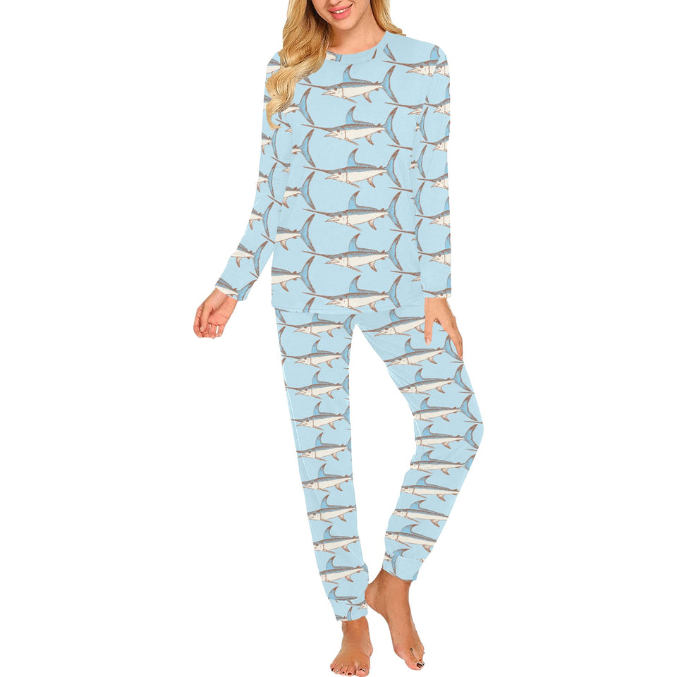Swordfish Pattern Print Design 01 Women's All Over Print Pajama Set