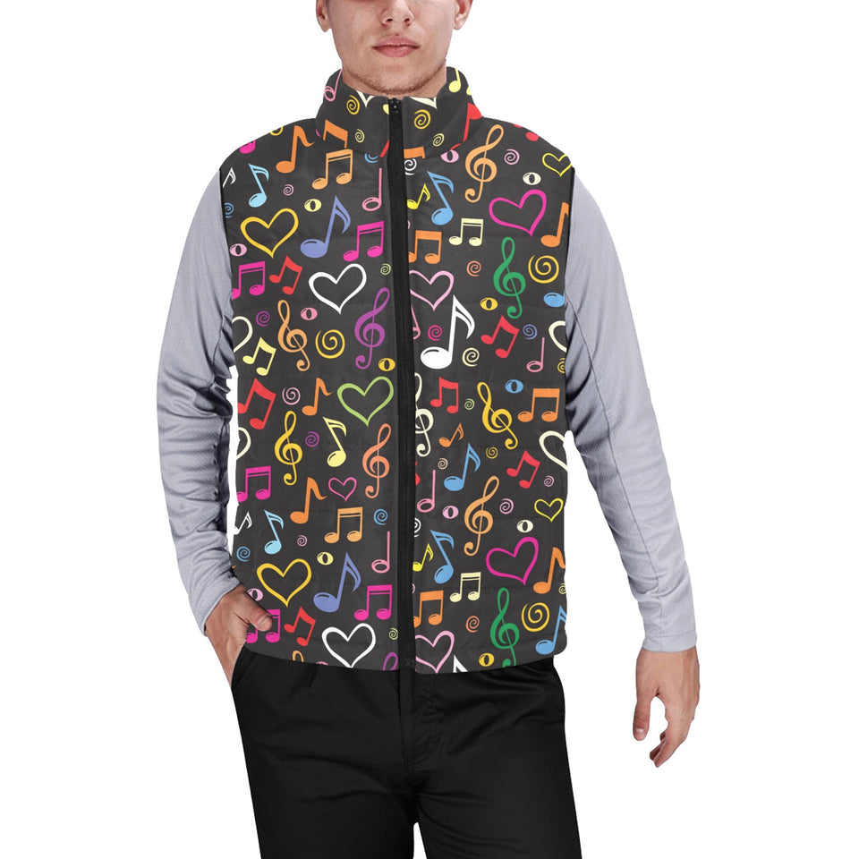 Music Notes Pattern Print Design 02 Men's Padded Vest