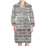 Brick Printed Pattern Print Design 05 Men's Long Sleeve Belted Night Robe