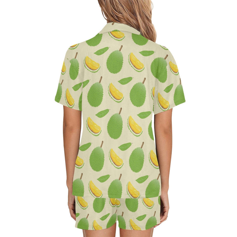 Durian pattern Women's V-Neck Short Pajama Set