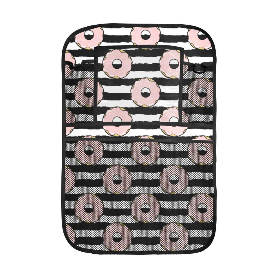 Donuts pink icing striped pattern Car Seat Back Organizer