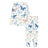 blue butterfly pattern Women's All Over Print Pajama Set