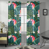 Parrot Palm tree leaves flower hibiscus pattern Gauze Curtain