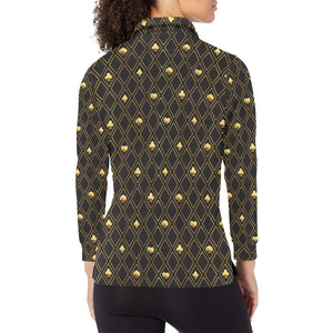 Casino Cards Suits Pattern Print Design 01 Women's Long Sleeve Polo Shirt