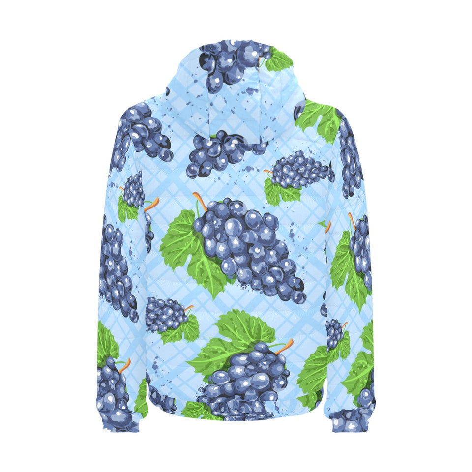 Watercolor grape pattern Men's Padded Hooded Jacket