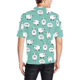Cute sheep green background Men's All Over Print Polo Shirt