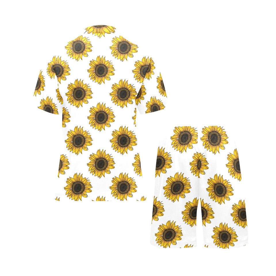 sunflowers design pattern Men's V-Neck Short Pajama Set