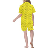 Duck Pattern Print Design 02 Kids' Boys' Girls' V-Neck Short Pajama Set