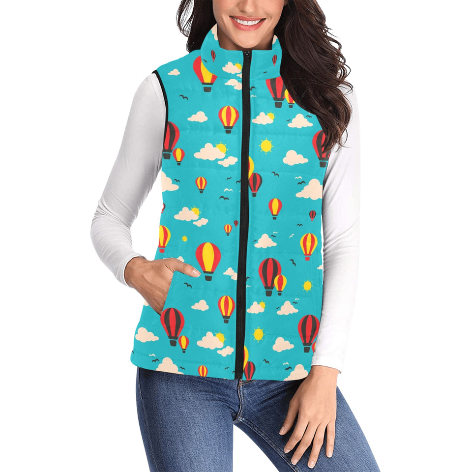 Hot Air Balloon Sky Pattern Women's Padded Vest