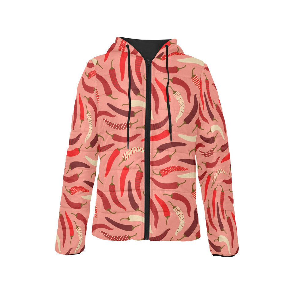 Beautiful Chili peppers pattern Women's Padded Hooded Jacket