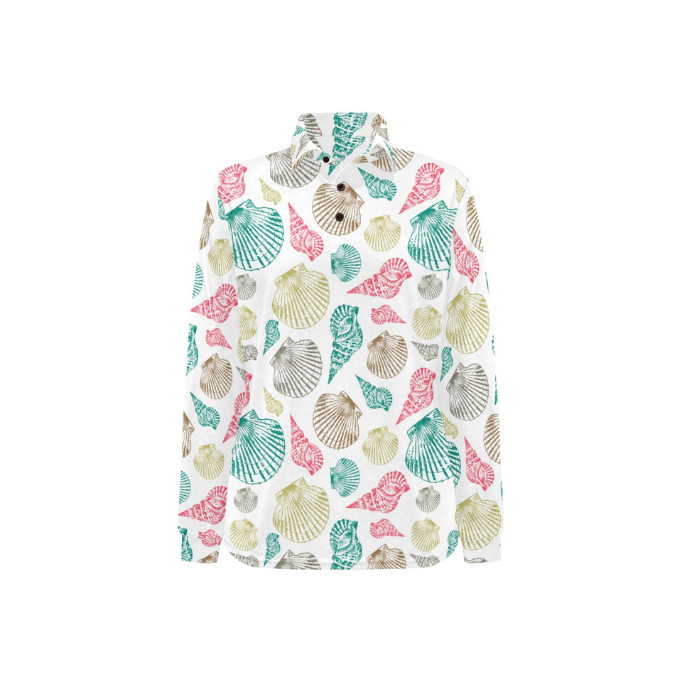 Colorful shell pattern Women's Long Sleeve Polo Shirt
