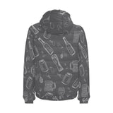 Beer hand drawn pattern Men's Padded Hooded Jacket