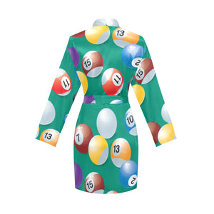 Billiard Ball Pattern Print Design 01 Women's Long Sleeve Belted Night Robe