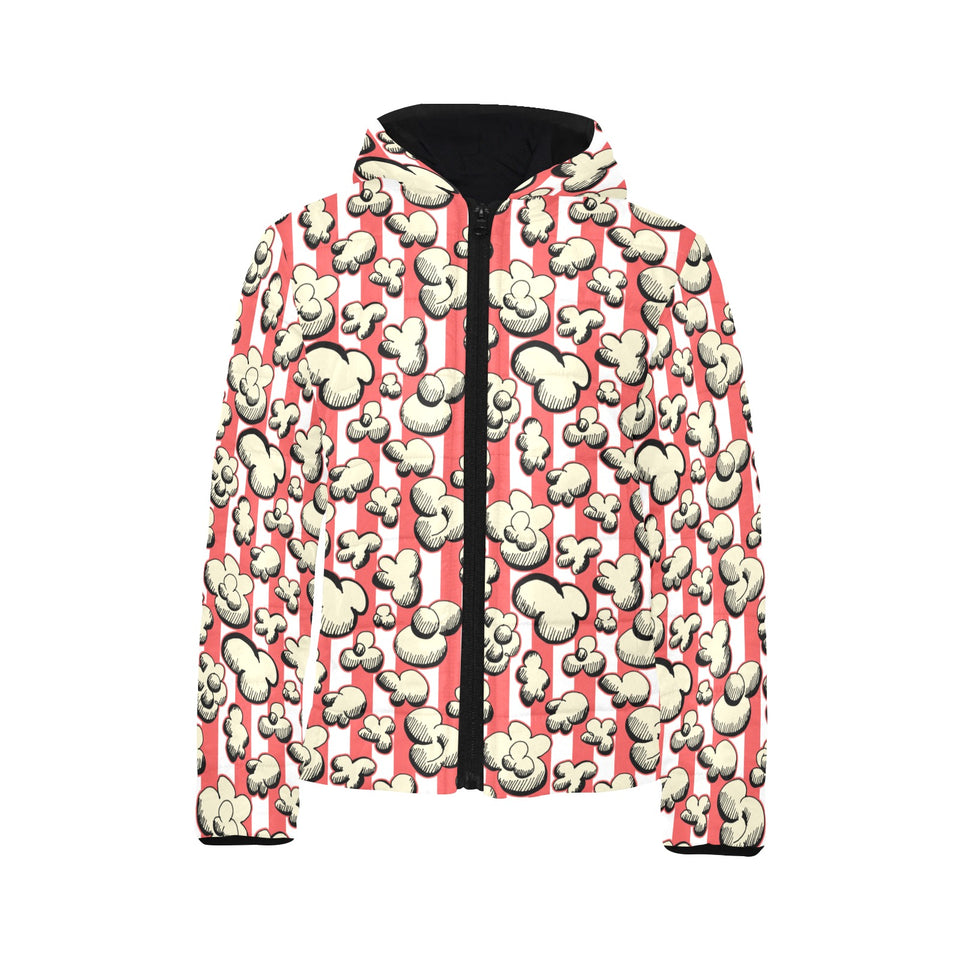 Popcorn Pattern Print Design 05 Kids' Boys' Girls' Padded Hooded Jacket